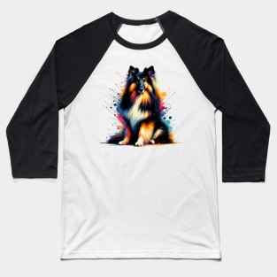 Artistic Bohemian Shepherd in Vivid Splash Art Style Baseball T-Shirt